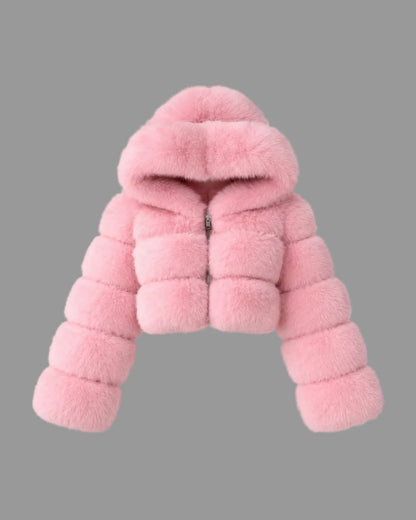 Leyla Pelz Kapuzen Jacke