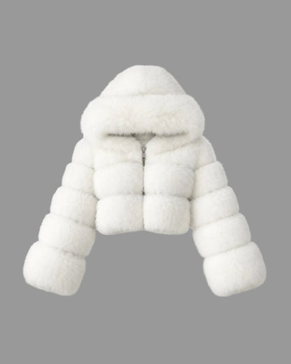 Leyla Pelz Kapuzen Jacke