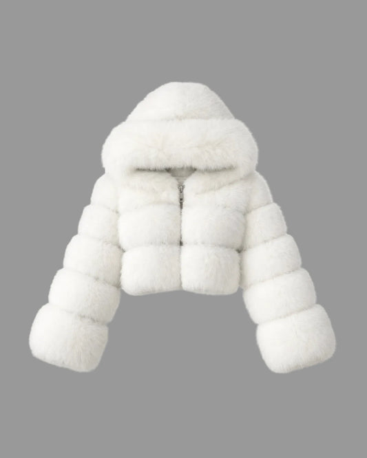 Leyla Pelz Kapuzen Jacke